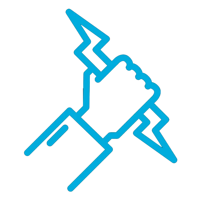 An icon of two people at desks with arrows going from one desk to the next