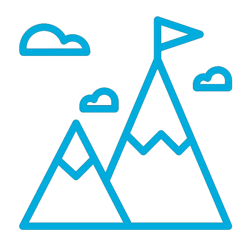 An icon of a flag at the peak of a mountain