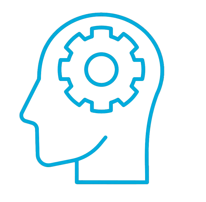 An icon of a head with a cog in it